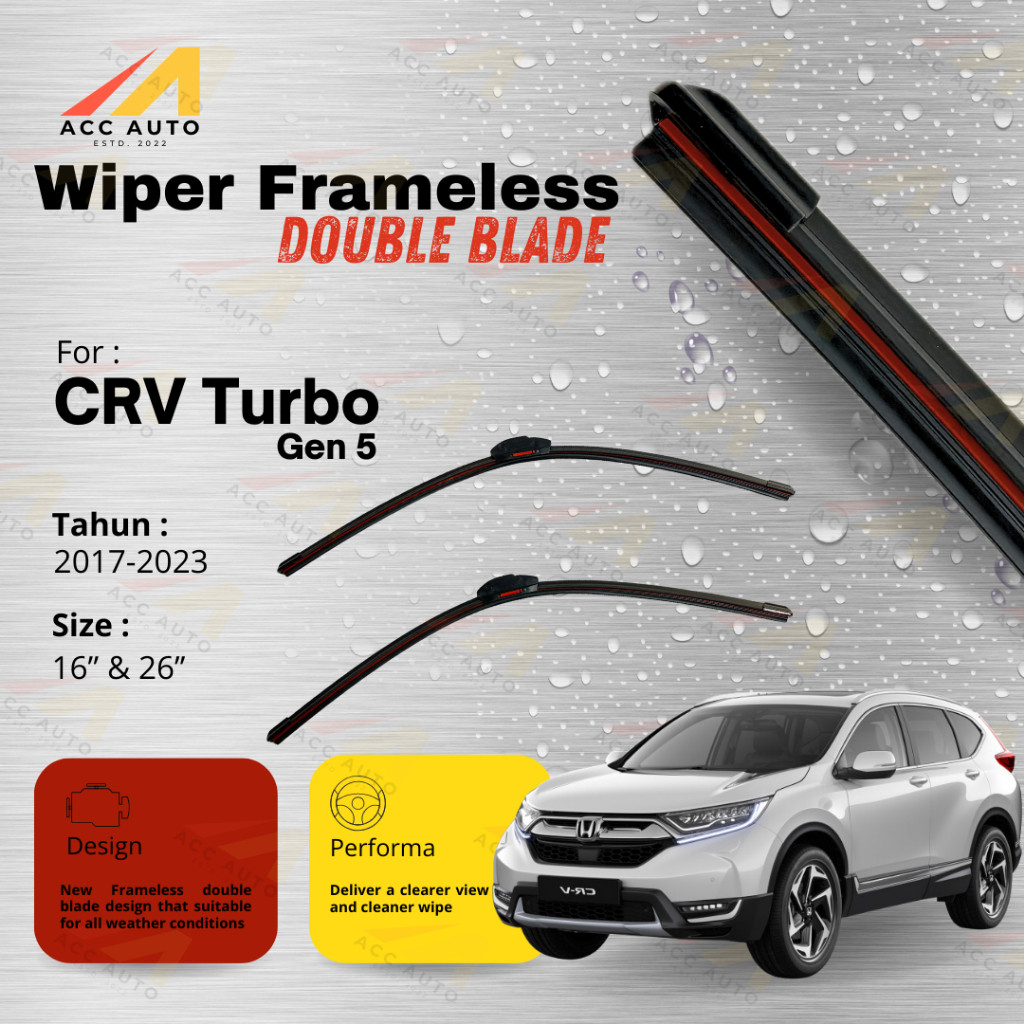 Wiper Frameless Double Blade Mobil CRV Turbo KaretKaca Silicon OEM