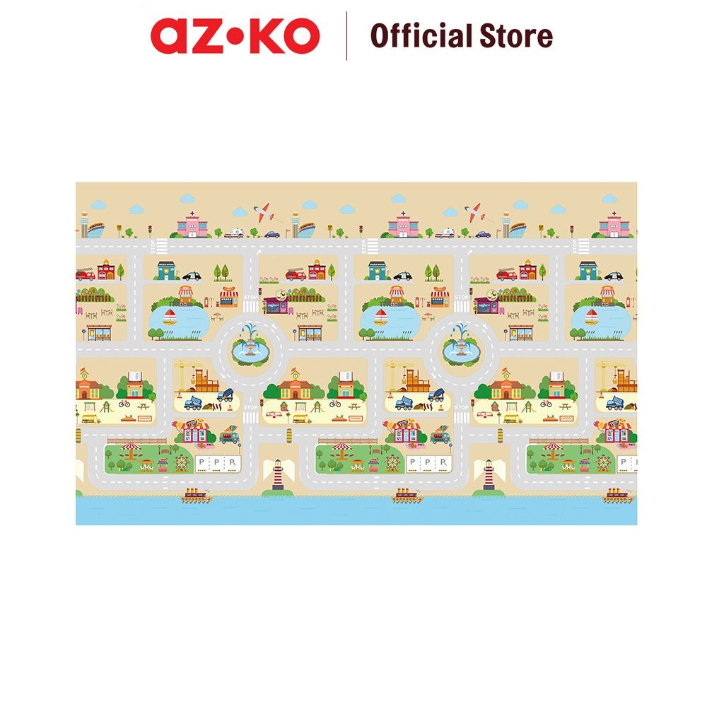 AZKO Forhom 230X140X1 cm Karpet Playmat Lipat Road Map Kids Mattress Alas Main Anak Matras Bermain P
