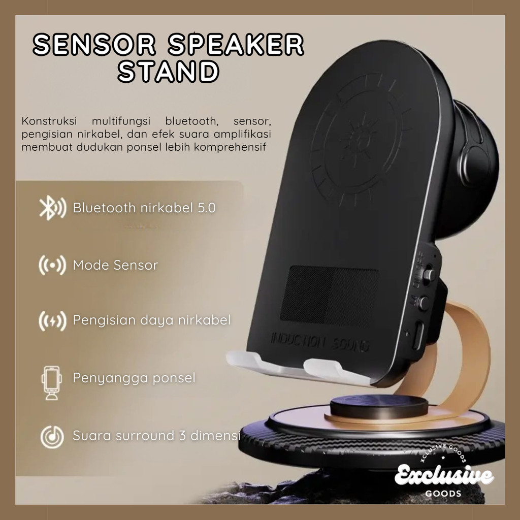 [XGoods] Phone Holder Pembesar Suara Dudukan Holder HP Tablet Wireless Charger Speaker Sensor