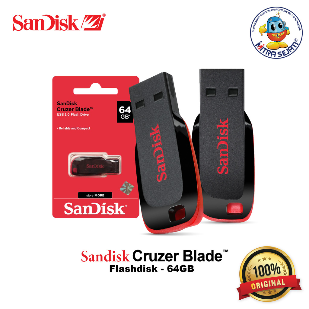 SanDisk FlashDisk Cruzer Blade CZ50 64GB Original SanDisk
