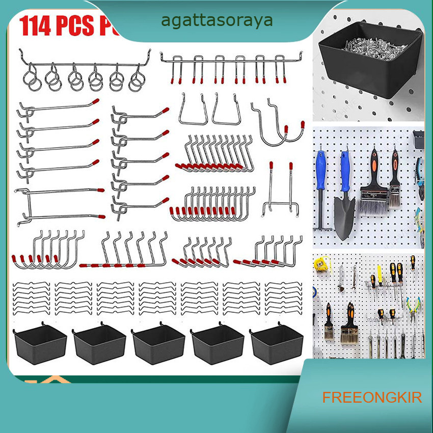 114Pcs/Set Pegboard Hook Triangle Hook Ram Pengait Pegboard Gantungan Pegboard Cantolan Pegboard Kai