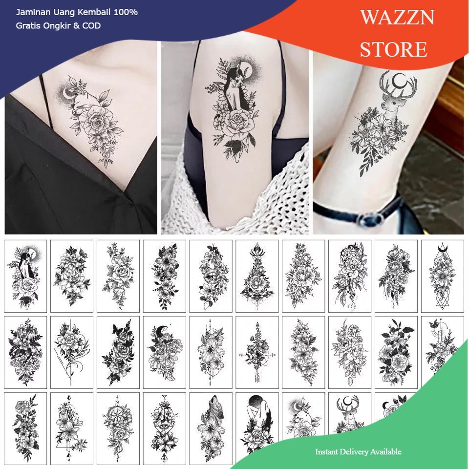 Wazzn- 30 Motif Grosir Termurah Tato Aesthetic Lucu Berwarna KODE R - Tatto Temporer motif kecil ana