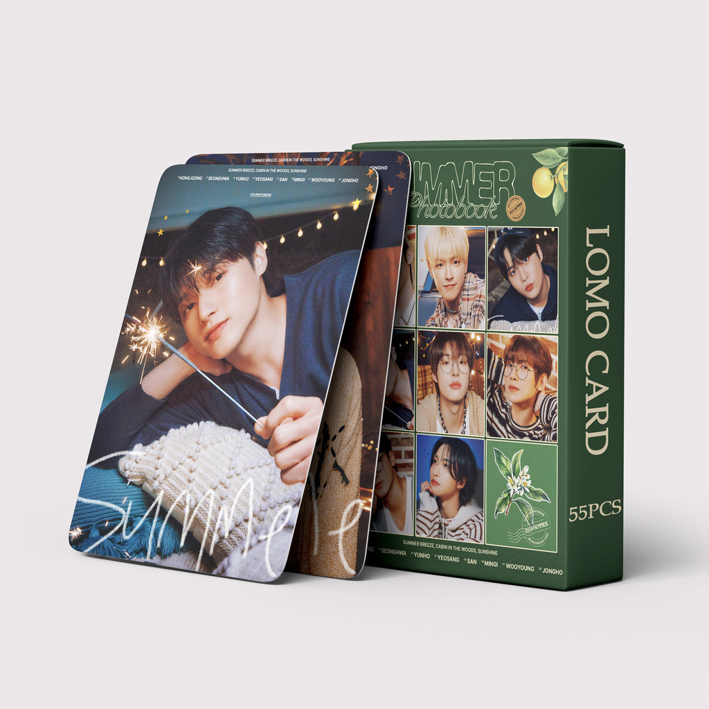 55pcs/set KPOP ATEEZ Album SUMMER Fine Photo Card LOMO Card Hongjoong Seonghwa Yunho San Mingi Fan C