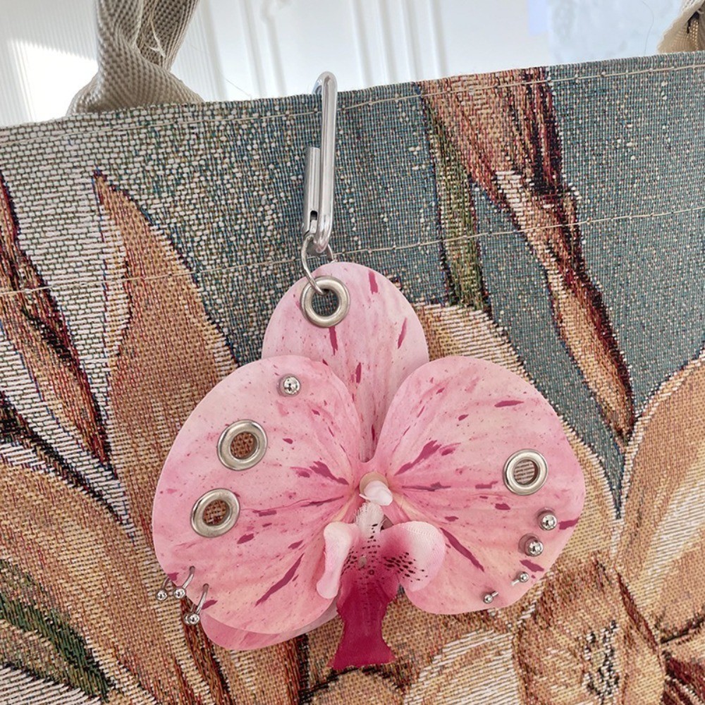 Fashion Simulation Flower Orchid Lily Keychain Gifts Colorful Simulation Flower Keyring Backpack Dec