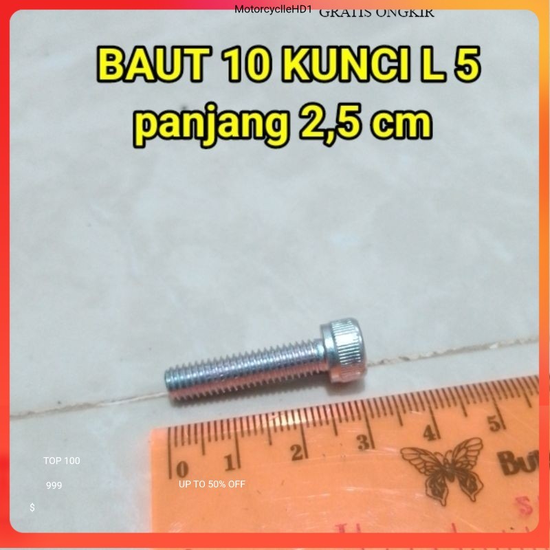 1pc BAUT 10 KUNCI L5 ORIGINAL PANJANG 2,5 new Hd1