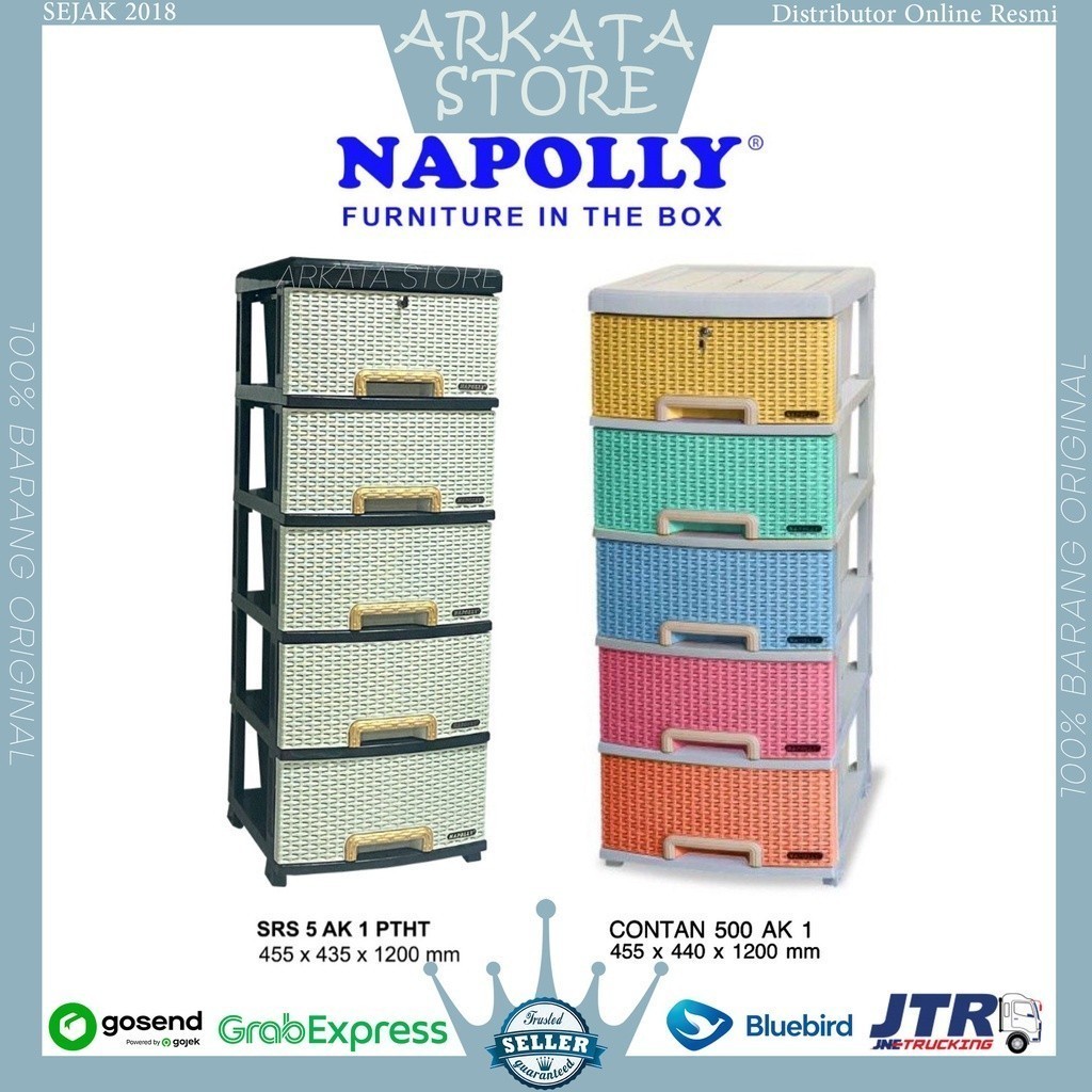 RAK LACI CABINET NAPOLLY 4 susun 5 susun warna warni Contan BB 400 K1 FC RODA / SRS 5 AK1 / BB conta