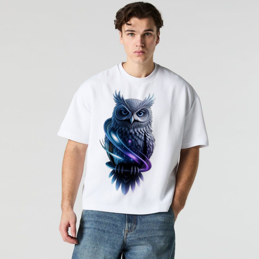 Atasan Kaos Pria 3D Distro Unisex Karakter Burung Hantu/Kaos Bahan Semi Cotton Adem Original 100%