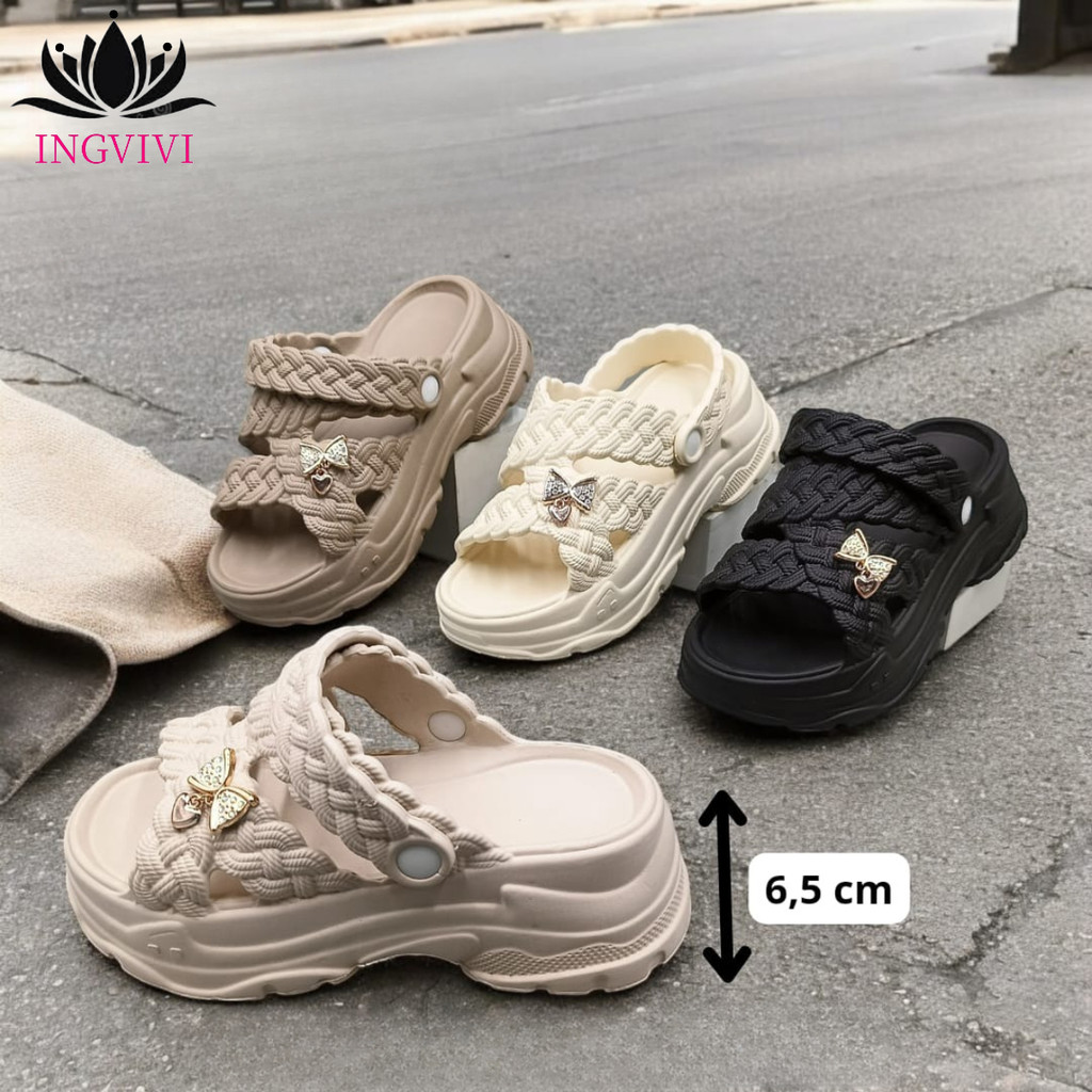 Sandal INGVIVI Wanita Wedges Sendal Selop Cewek Jelly Korea Tinggi Platform Wanita Slides