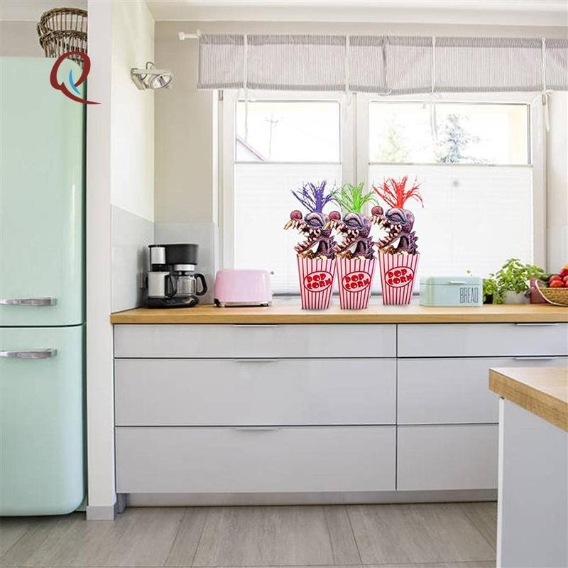 AY20-Clown Sculpture, Halloween Clown Decoration, Popcorn Clown Scary Clown Head Statue Resin Craft 