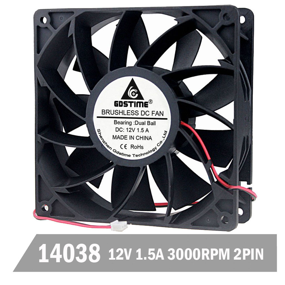 Gdstime DC 12V 140mm 140mm x 140mm x 38mm Cooling Fan 1.5A High Wind Pressure Computer Case Fan Indu