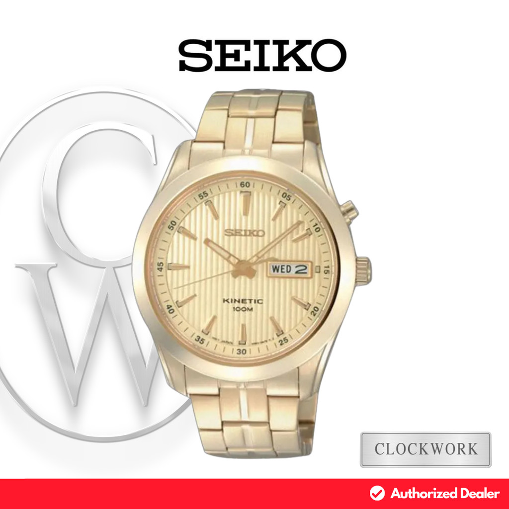 Jam Tangan Pria Seiko SMY106P1 Kinetic Rantai Mewah Formal Gold