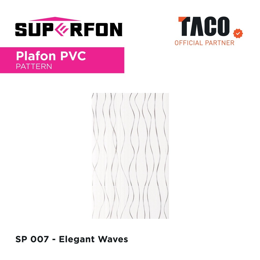 Superfon Plafon PVC Serat Kayu Glossy Tebal 8mm Panjang 6 Meter - SP 007 Elegant Waves