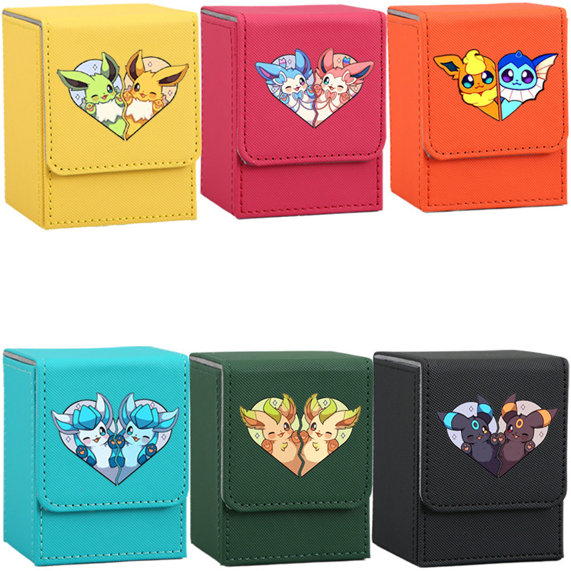 Anime Card Board Game Card Collection Box Card Case for Pokemon Eevee Umbreon Sylveon Card Leather A
