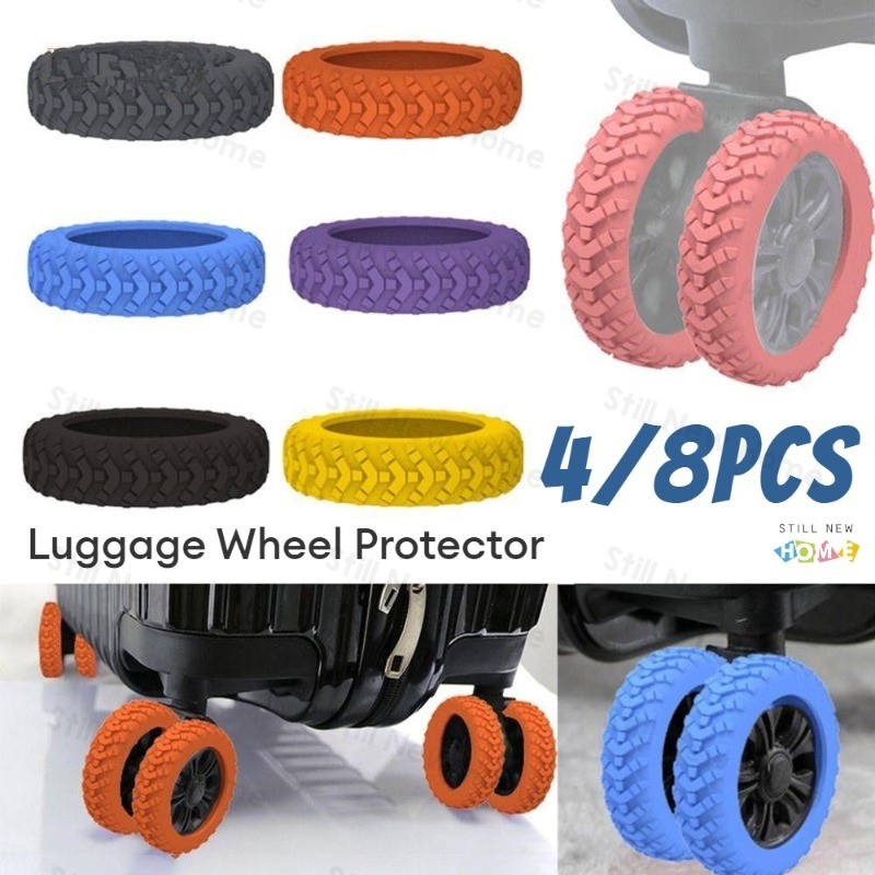 4/8pcs Silikon Cover Pelindung Roda Koper / Luggage Wheel Protector Silikon Ring Pengganti Universal
