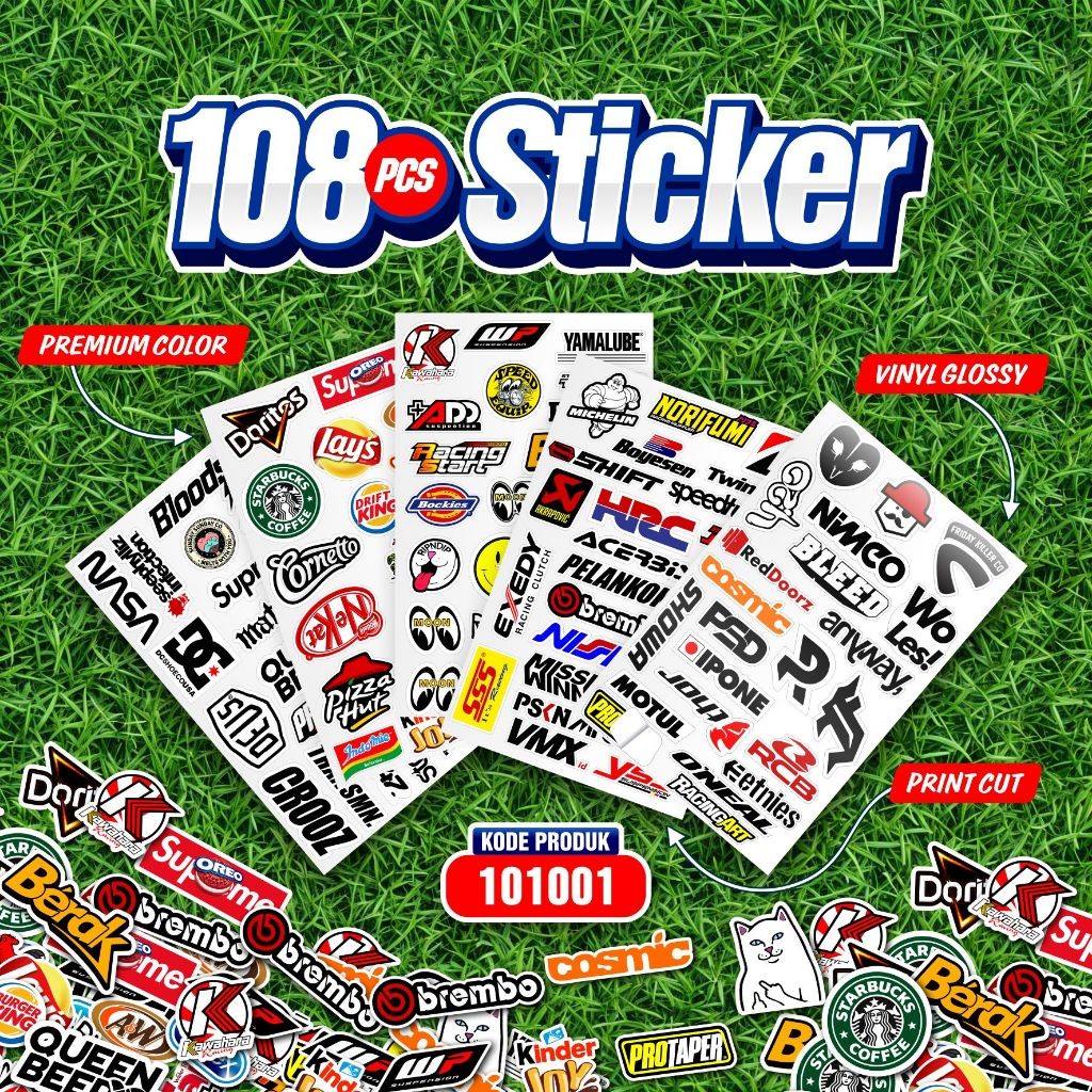 STICKER CASE ISI 108 105 50 PCS STIKER BRAND DISTRO APPAREL BAND STIKER HELM STICKER MOTOR KEREN AES