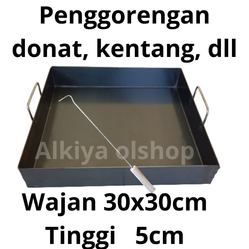 ARFSHOP Wajan penggorengan donat kentang wajan kotak plat hitam gratis kaitan donat