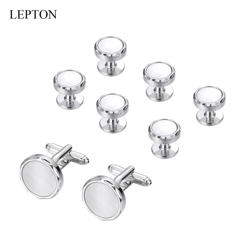 Newest Mother of Pearl Cufflinks Sets Lepton Shell Cufflink  tuxedo studs Cuff links For Men Lover F