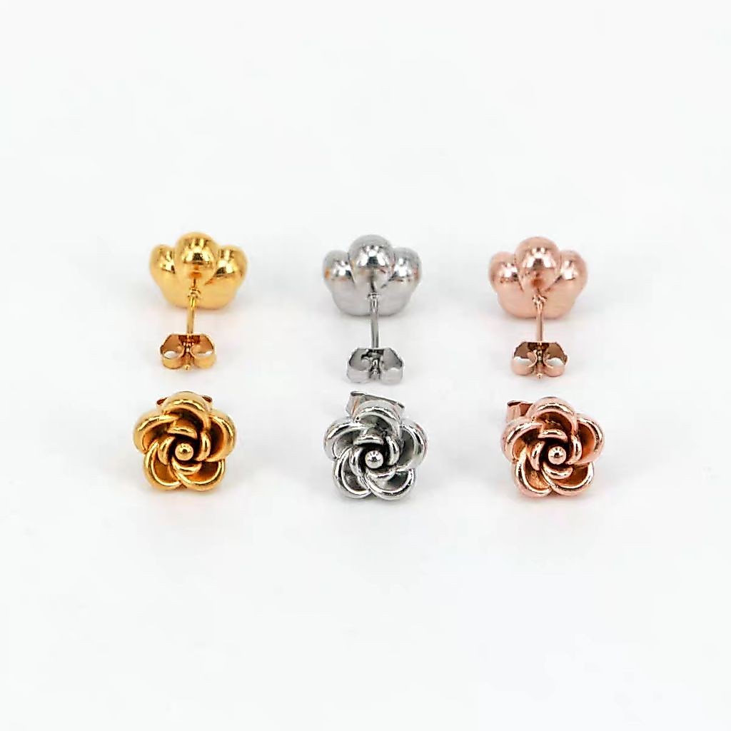 anting tindik/tusuk titanium fashion slyle bunga mawar
