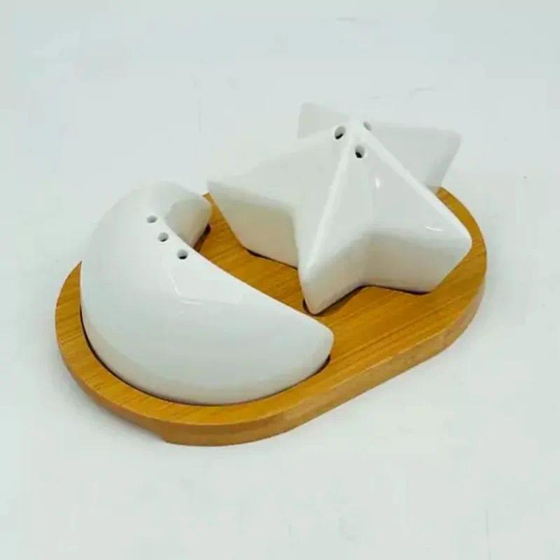 Nordic Creative Ceramic Pepper Bottle Set Star Moon Salt Shaker Seasoning Box Ceramic Seasoning Uten