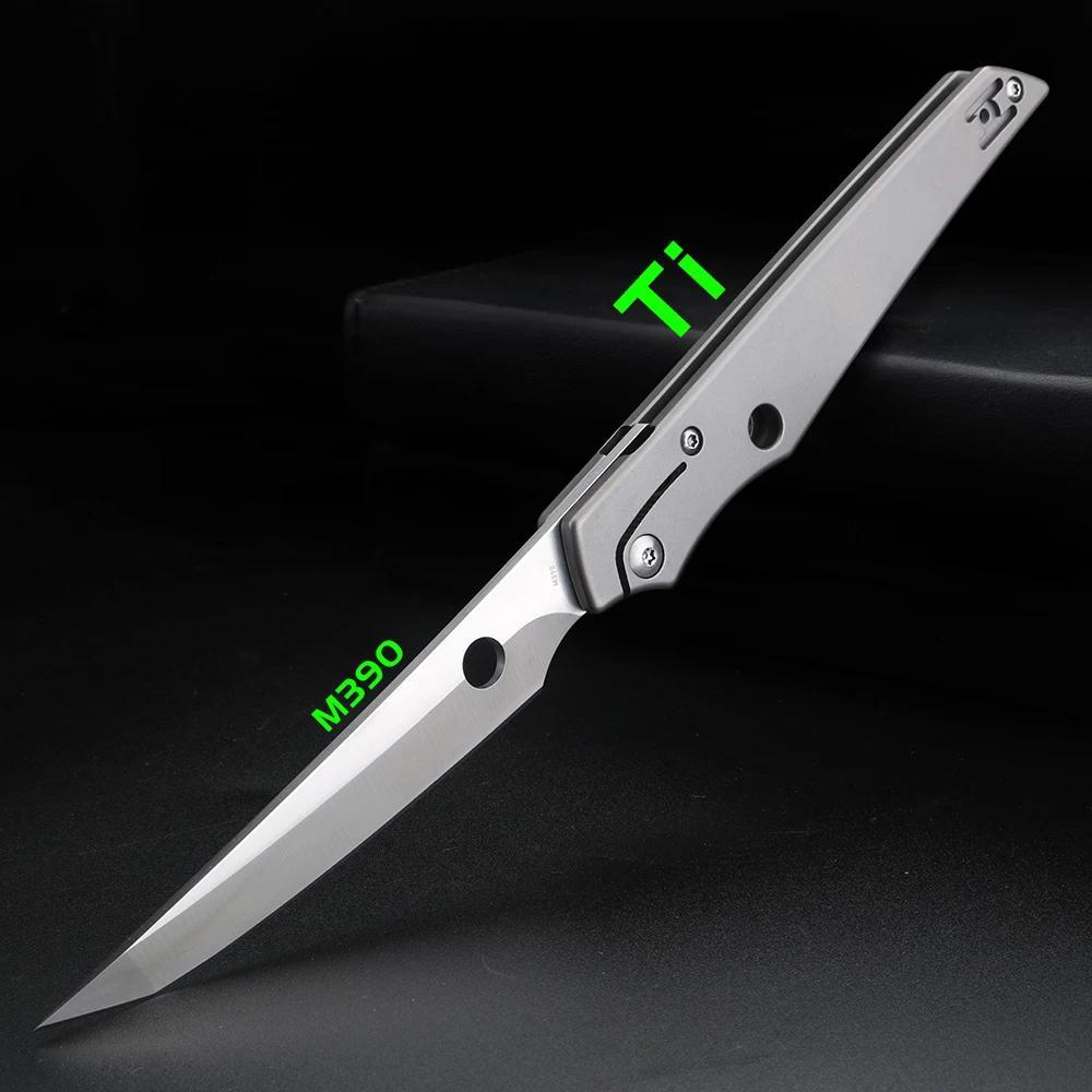 Titanium alloy handle folding  M390 blade fruit  high hardness pocket