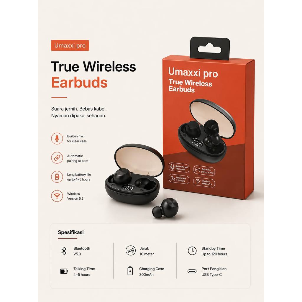 TRUE WIRELESS EARBUDS UMAXXI PRO