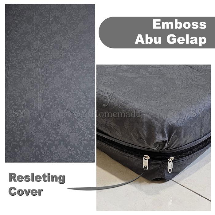 Sarung Kasur Busa / Springbed Resleting Cover Motif Emboss Polos - 80 x 200, 5