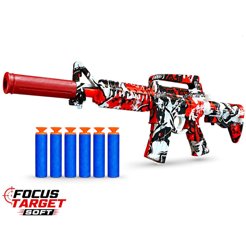 Mainan Anak FOCUS TARGET M4A1 NO.B2-4 Tembakan Outdoor Foam Shooter Soft Bullet