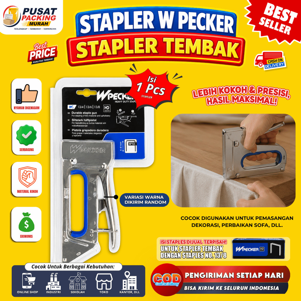 Stapler W-Pecker Heavy Duty Besar HD Stapler Tembak untuk Dekorasi Perbaikan 1 Pcs