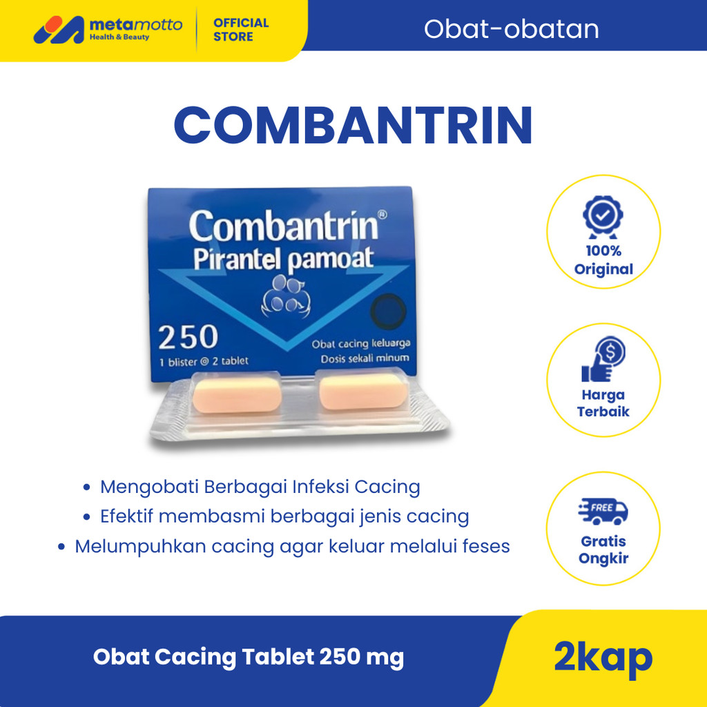 Combantrin 250 mg 2 Tablet - Obat Cacing Pyrantel Pamoate