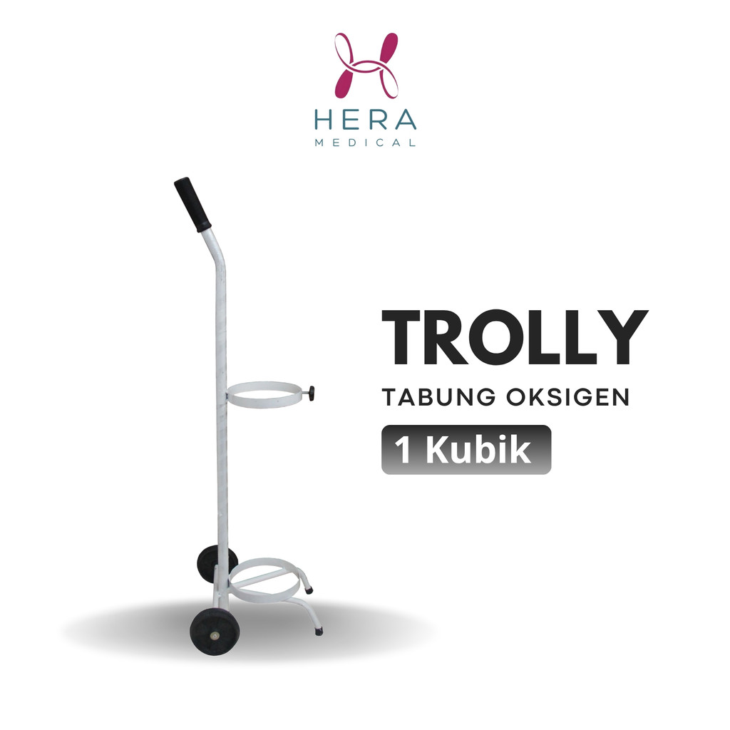 Trolly Tabung Oksigen O2 Ukuran 1m3 Tempat Taruh Oxigen Alat Pendorong Lori Lory Lorry Angkut Bantu 