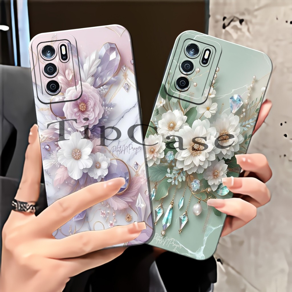 Case Hp Untuk Oppo A16/ A54s/ A54  Fashion Case Silikon Lentur Procamera  Motif Bunga Aesthetic