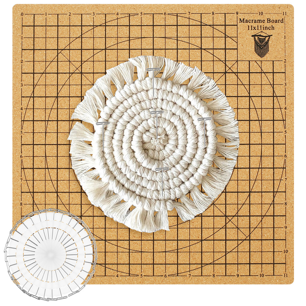 

Macrame Board with Grids Double Sided Macrame Project Board with 30 T-pins Reusable Macrame Cork Board Portable Lightweight