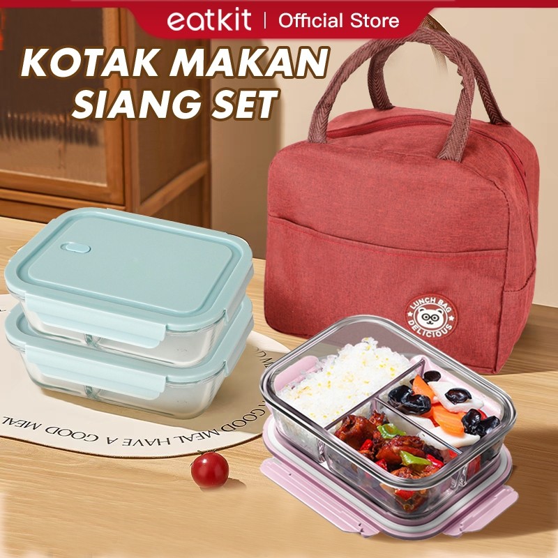 

Eatkit Kotak Makan Siang Kaca Tahan Panas Lunch Box Microwave Food Container Sekat Pemisah