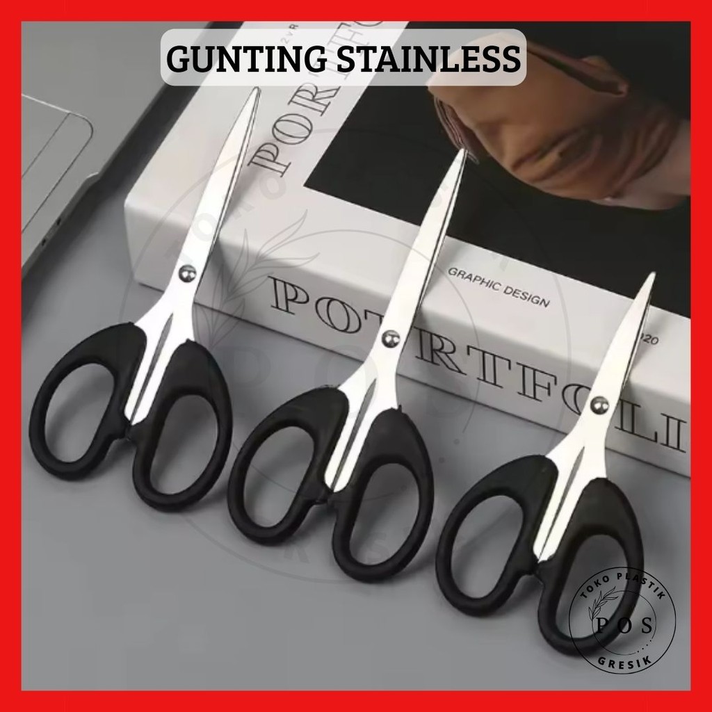 

Gunting stainless hitam S002/S003/S004 Office Scissors Alat pemotong barang serbaguna gunting kertas