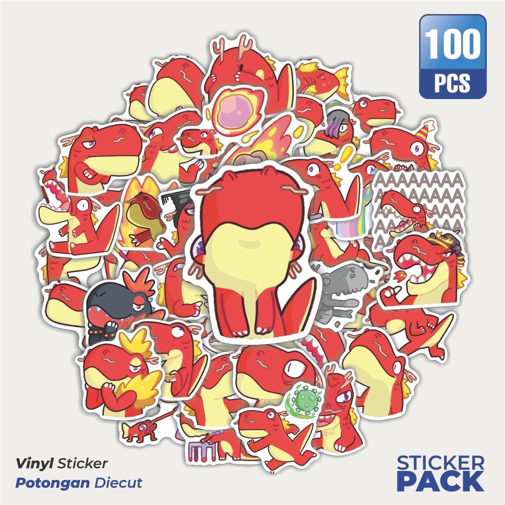 

Super Hemat! 100 PCS Stiker Animal Cute Dragon Moon [Bulan Naga] Waterproof Aesthetic- Untuk Laptop, Motor, dan Helm - Paper Stationery Pack