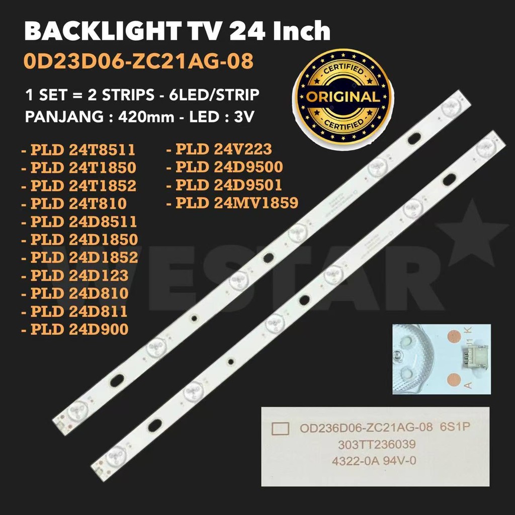 Backlight TV POLYTRON 24 Inch PLD-24T8511 PLD-24T1850 PLD-24T1852 PLD-24T810 PLD-24T811 PLD-24D8511 