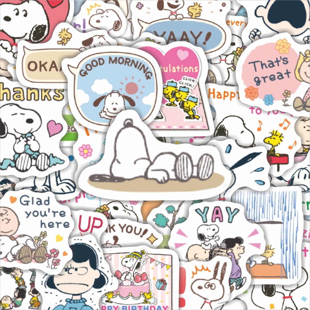

100PCS Lucu Stiker Kartun Snoopy V45 Stiker Aesthetic Stiker Anti Air Stikers Berperekat Waterproof sticker decal buat Motor Helm Buku Journal Koper Casing HP Laptop Botol Minum Hadiah anak
