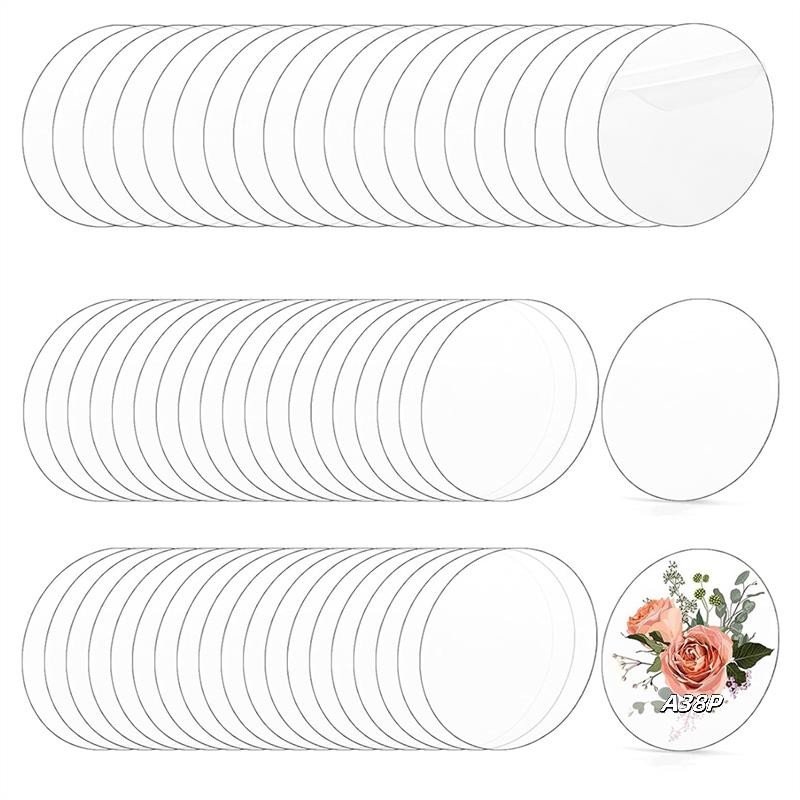 

60 Pcs 4 Inch Clear Circle Acrylic Sheet, Round Acrylic Disc, Clear Acrylic Ornament Blanks For DIY Projects