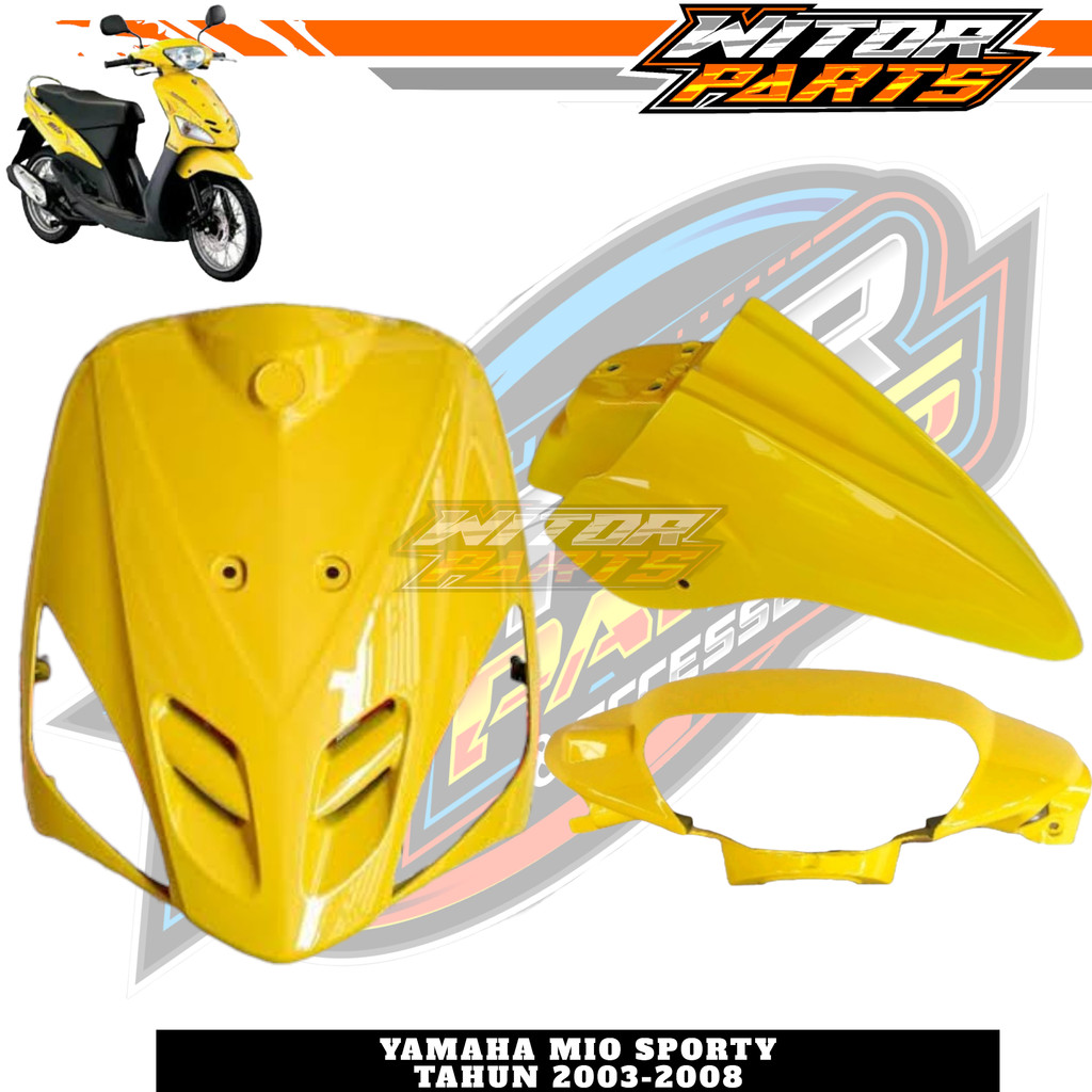 WITOR - Paket Cover Depan Mio Sporty Kuning / Tameng + Batok + Spakbor Depan Mio Sporty Kuning / Cov