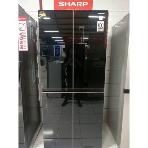 KULKAS SHARP 4 PINTU SJIF-51PG /SIDE Y SIDE/ TEMPERED GLASS INVERTER