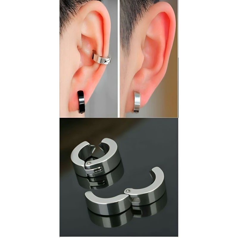 VIRAL  Anting Jepit Besar Stainless Pria Wanita Anti Karat Termurah