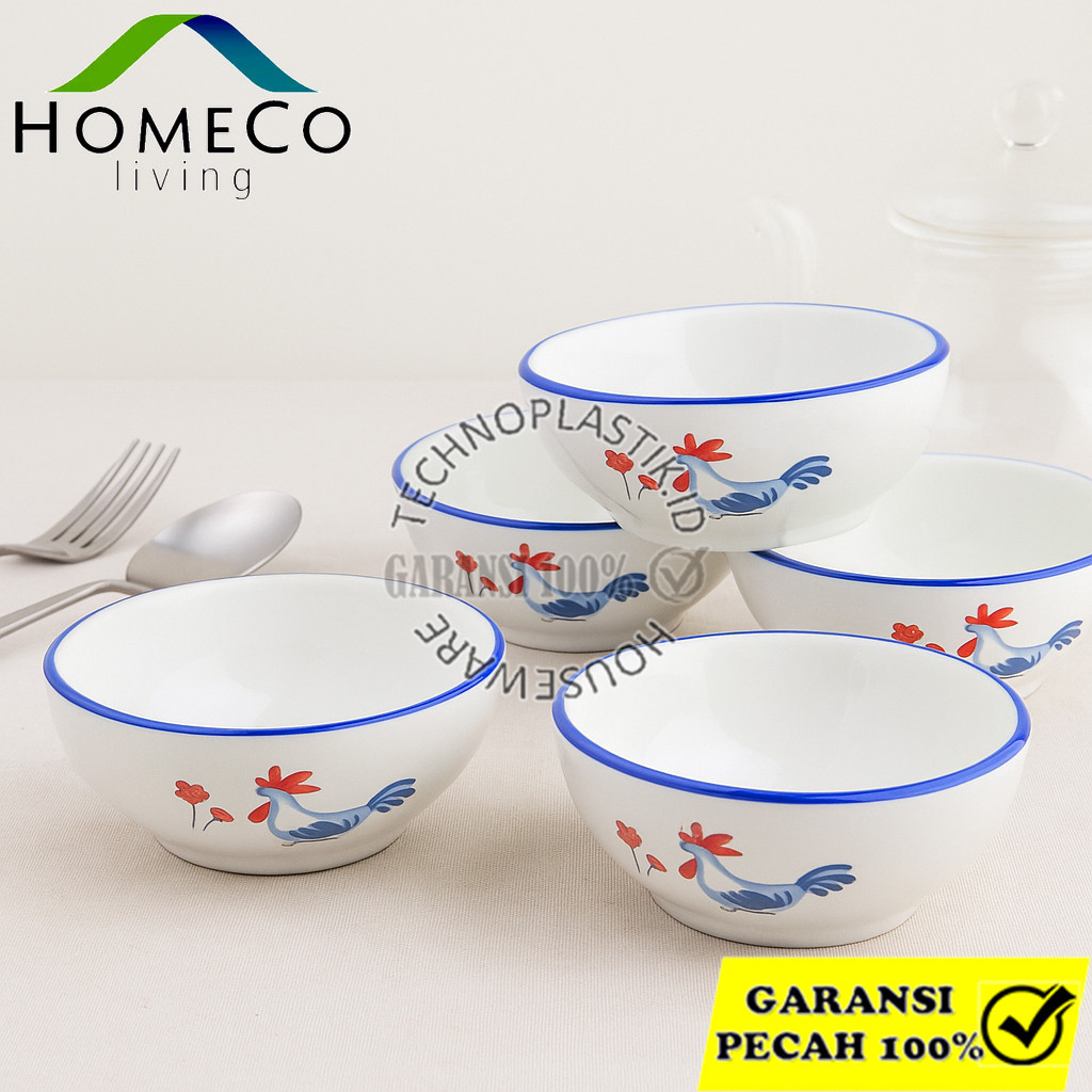 Mangkok Sambal Keramik HOMECO “I Am Blue” Motif Ayam Jago – Tahan Panas & Estetik