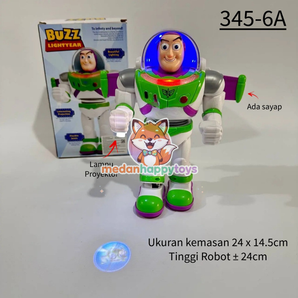 ( MEDANHAPPYTOYS ) Toy Story 4 Buzz Lightyear Space Robot Sound Toy Mainan Robot Toys Story Buzz Lig