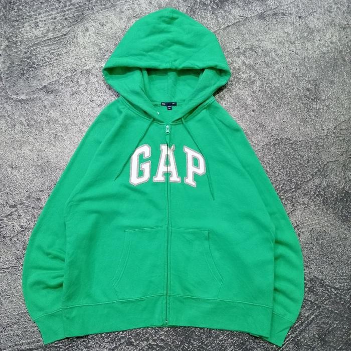 Jaket Hoodie Zipper GAP hijau bagus size xl