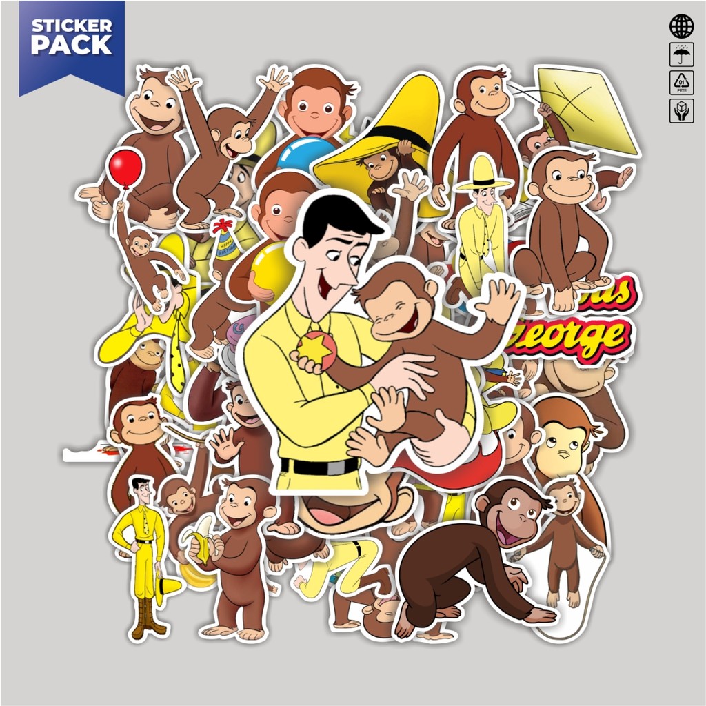 

[100PCS]Stiker Pack Stiker Kartun Curious George Aesthetic Vinyl Anti Air Dekorasi Sticker Laptop Buku Journal Koper Helm Casing HP Gitar Helm Skateboard