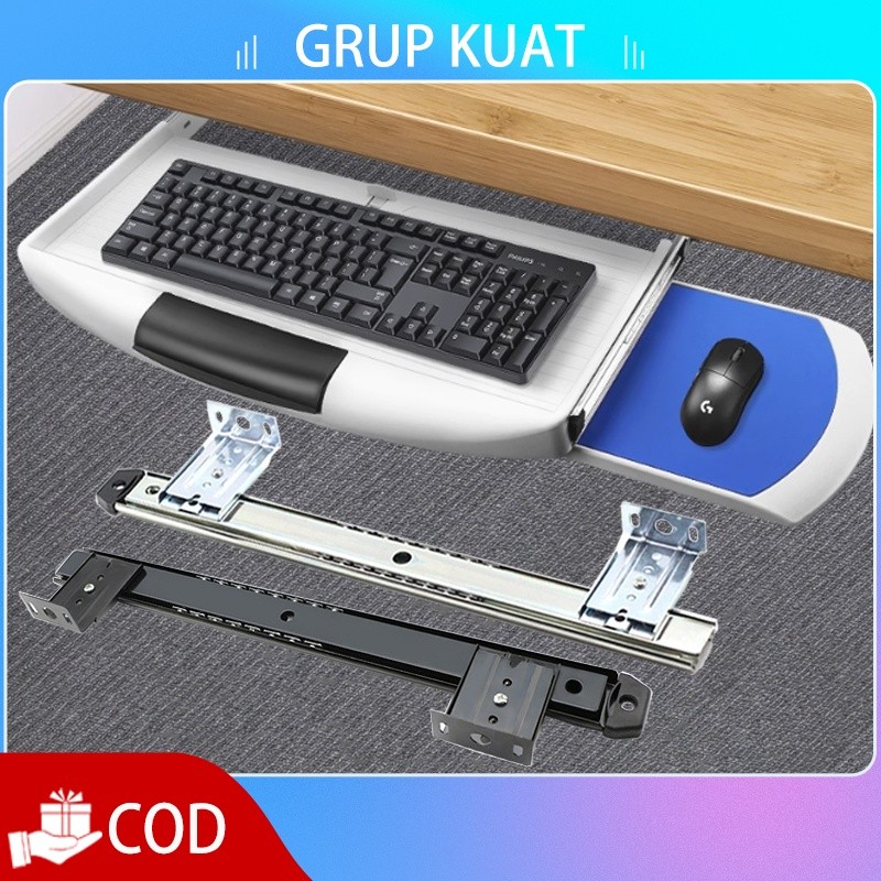 Rel Laci Keyboard Tray 27cm Rel Tempat Keyboard, Rel Laci Slide Track Meja Keyboard Tray