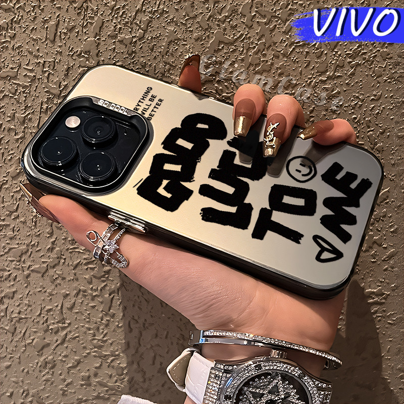 Simple Letters Glossy Hologram PC Case VIVO Y17s Y12 Y12S Y15s Y21 Y03 Y16 Y22 Y18 Y02 Y17 Y27s Y30 