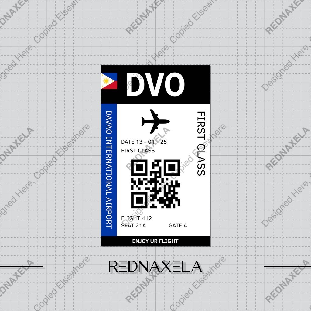 

Stiker Vinyl Airplane Ticket DVO Travel Suitcase Sticker