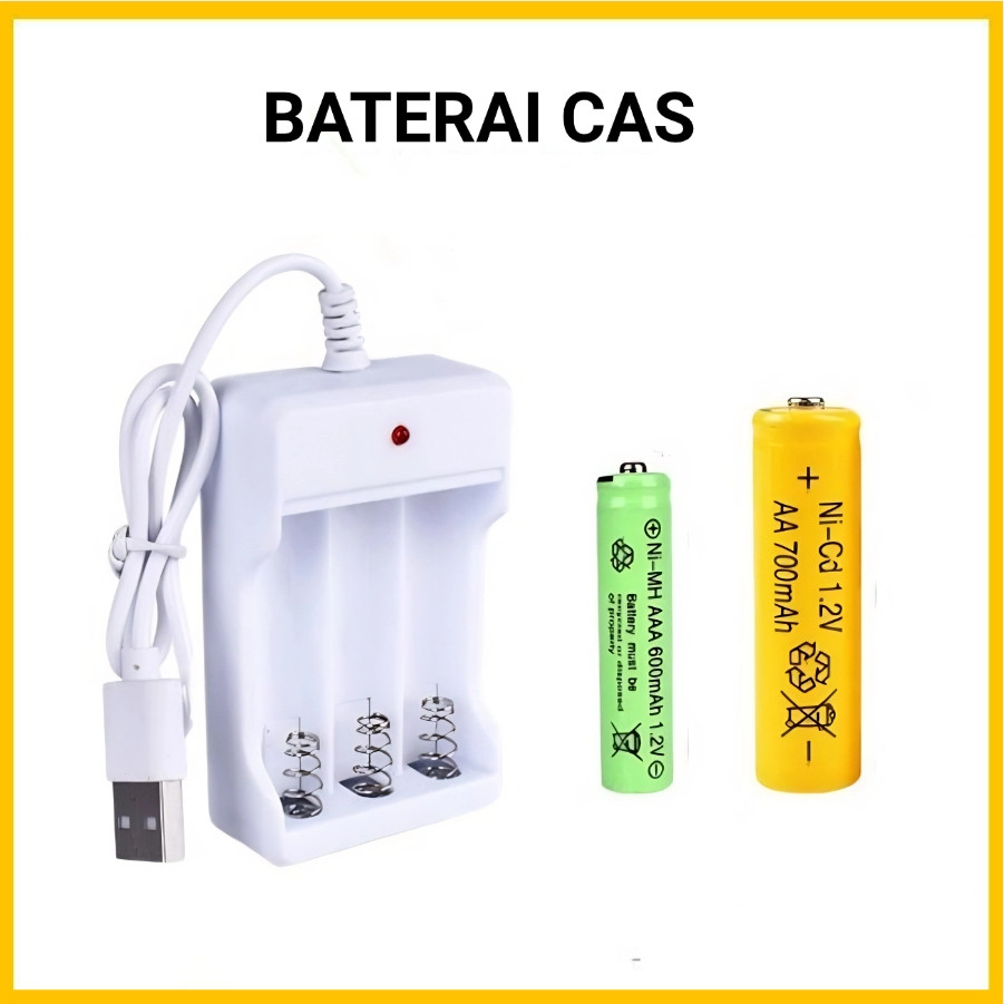 Charger 3 Slot / Baterai Cas / Batre Charger AA dan AAA / Baterai Isi Ulang