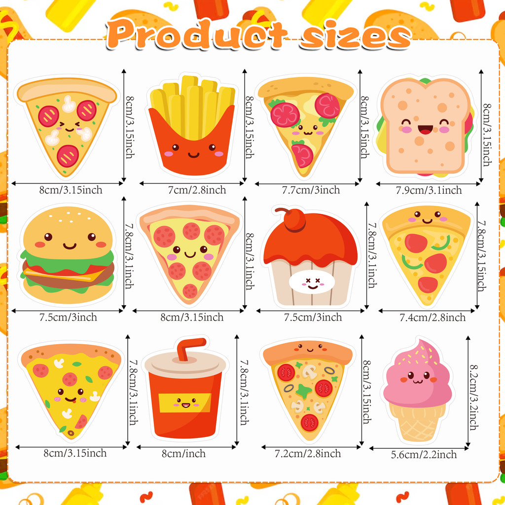 

240 Pages Pizza Food Memo Pads Set Chips Hamburger Sticky Notes Stationery Label Notepad Self-Adhesive Memo Book For School